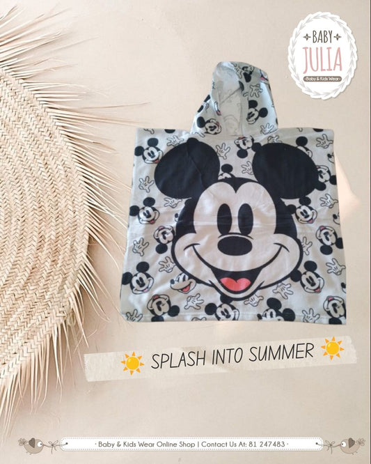 Mickey Black & White Hooded Beach Towel