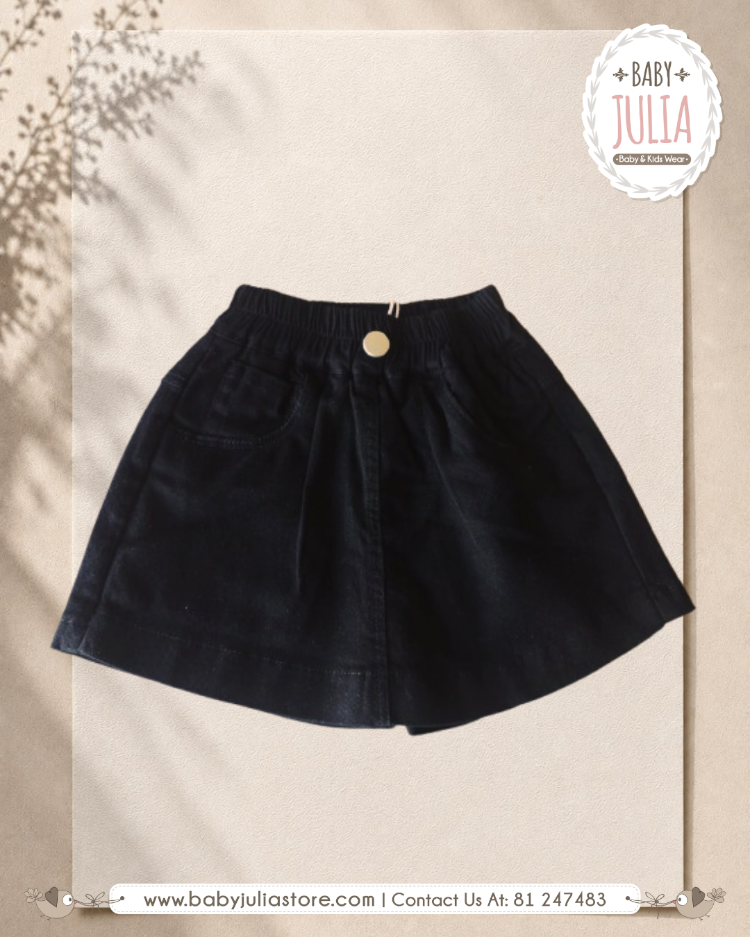 Black Denim Skort